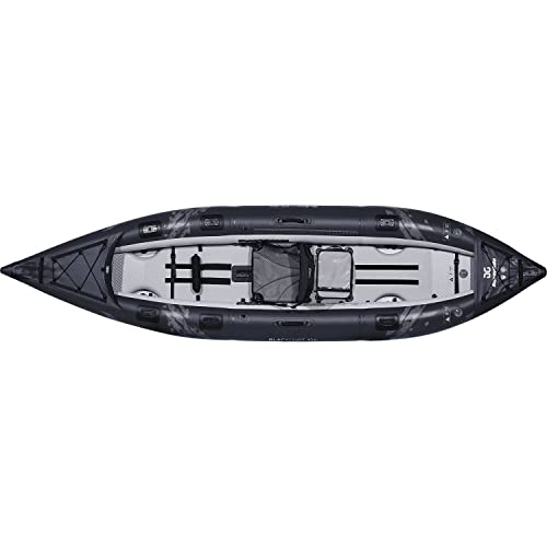 AQUAGLIDE Blackfoot Angler 130 Inflatable 13 FT Kayaks for Adults Packable Family Friendly 1 or 2 Rider Blow Up Technical Kayaking for Recreational Angling Fishing Hunting