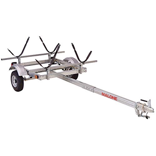 Malone MPG586XJ EcoLight 2 Kayak Trailer with 2 J-Rack Kayak Carriers | 14' / 400 lbs Capacity | Fully Submersible | Marine Grade Galvanized Steel Construction
