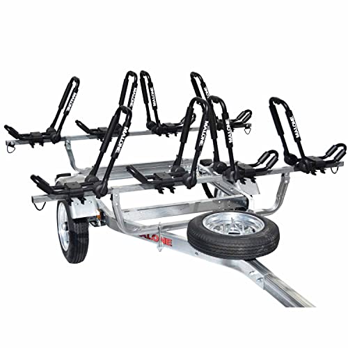 Malone MPG462G2 MicroSport 4 Kayak Trailer with 4 J-Rack Kayak Carriers & Spare Tire | 20' / 800 lbs Capacity | Fully Submersible | Marine Grade Galvanized Steel Construction