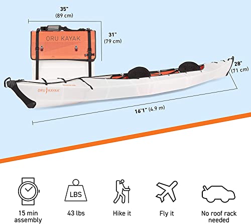 Oru Kayak Haven Foldable Kayak | for 1 or 2 People - Stable, Durable, Lightweight - Lake and River Kayaks - Beginner, Intermediate - Size (Unfolded): 16'1