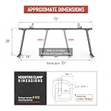 AA-Racks Model APX25 Extendable Aluminum Pick-Up Truck Ladder Rack (No Drilling Required) - Sandy Black