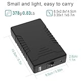 TalentCell Rechargeable 12V 6000mAh/5V 12000mAh DC Output Lithium ion Battery Pack for LED Strip/CCTV Camera/Telescope/Modem and More, Portable Li-ion Power Bank with 12.6V Charger, Black