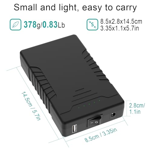 TalentCell Rechargeable 12V 6000mAh/5V 12000mAh DC Output Lithium ion Battery Pack for LED Strip/CCTV Camera/Telescope/Modem and More, Portable Li-ion Power Bank with 12.6V Charger, Black