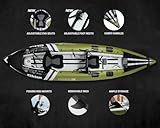 Elkton Outdoors Steelhead Inflatable Fishing Kayak Boat - 2 Person Angler Blow Up Tandem Kayak, Includes Paddles, Seats, Hard Mounting Points, Bungee Storage, Rigid Dropstitch Floor and Spray Guard