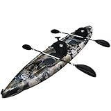 BKC TK181 Angler 12-Foot, 8 inch Tandem 2 or 3 Person Sit On Top Fishing Kayak w/Padded Seats and Paddles