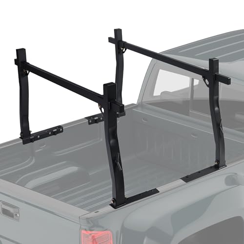 POLESTAR Steel Truck Ladder Rack, 1000lbs Loading Capacity Universal Truck Bed Rack, 45 to 66 inch Adjustable Non-Drilling Pickup Trailer Ladder Rack for Pickup Truck Kayak, C-Clamp Design
