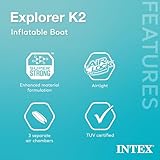 Intex 2-Person Inflatable Kayak Set w/ Pump, Aluminum Oars, Adjustable Seats, Explorer K2 - Tandem Blow-up Raft for Adults, Great for Lakes or Rivers