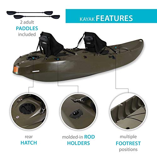 Lifetime Sport Fisher Single or Tandem Kayak, 10 Feet, Olive Green