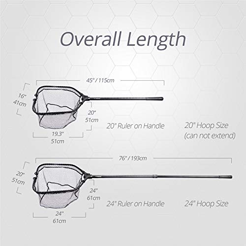KastKing Madbite Fishing Net Folding Landing Nets, 24 inch Hoop Size(Improved Telescopic Handle)