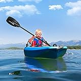 Goplus 6FT Youth Kayak, Kids Recreational Rowing Fishing Boat w/Paddle, Folding Backrest, Storage Hatch, 4-Level Footrest, Sit-On-Top Kayak Canoe for Children Over 5 (Blue)