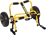 Suspenz Kayak Canoe Transport Trailer, DLX Kayak Cart, Trolley with Airless Wheels and Straps, Weight Capacity 150 lbs, Yellow (22-0044)