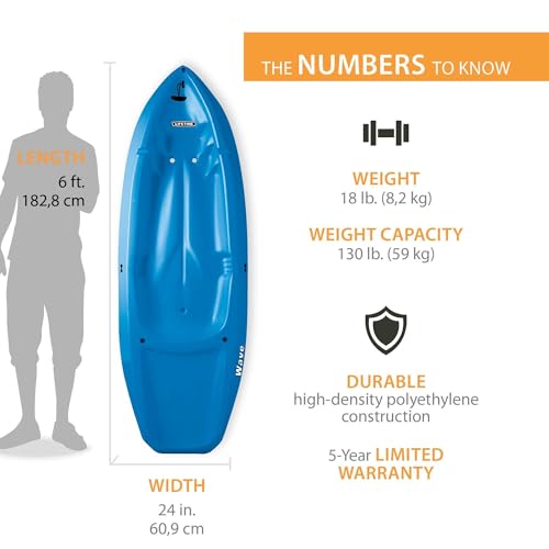 Lifetime Youth Wave Kayak (Paddle Included), Blue, 6'