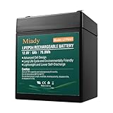 2000 Cycles 12V 6Ah Miady Lithium Iron Phosphate Battery, Rechargeable LiFePo4 Battery, Low Self-Discharge and Light Weight, for Kid Scooters, Fios Replacement Battery