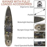 Brooklyn Kayak Company BKC UH-PK13 Pedal Drive Solo Traveler 13 Foot Kayak - Pedal Propeller Drive Single Sit On Top Fishing Kayak with Rudder Control (Camo)