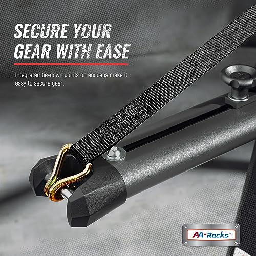 AA-Racks Model APX25 Extendable Aluminum Pick-Up Truck Ladder Rack (No Drilling Required) - Sandy Black