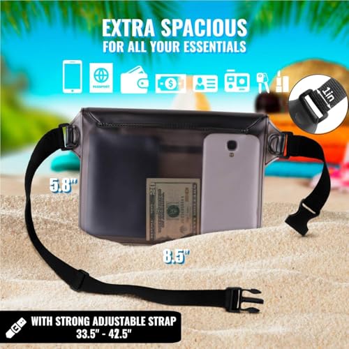 AiRunTech Waterproof Fanny Pack,Waterproof Pouch for Phone Passport Wallet Purse with Waist Strap,Floating Waterproof Bags for Travel Beach Swimming Kayaking Boating Pool Accessories