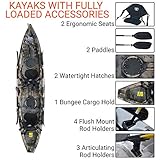 BKC TK181 Angler 12-Foot, 8 inch Tandem 2 or 3 Person Sit On Top Fishing Kayak w/Padded Seats and Paddles