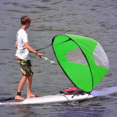 Cozylive, Large 46In Kayak Downwind Sail, Inflatable KayakBoat Tandem Kayak Paddle Accessories,Instant Popup Sail with Kayak Downwind Wind Sail Clear Window and Storage Bag,Compact & Portable, Green
