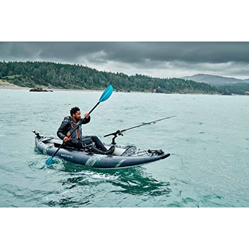 AQUAGLIDE Blackfoot Angler 130 Inflatable 13 FT Kayaks for Adults Packable Family Friendly 1 or 2 Rider Blow Up Technical Kayaking for Recreational Angling Fishing Hunting
