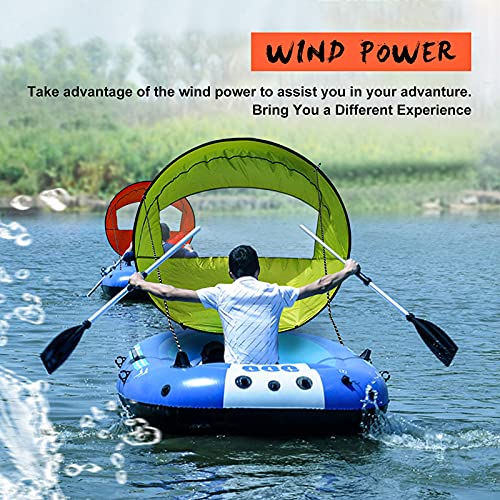 Cozylive, Large 46In Kayak Downwind Sail, Inflatable KayakBoat Tandem Kayak Paddle Accessories,Instant Popup Sail with Kayak Downwind Wind Sail Clear Window and Storage Bag,Compact & Portable, Green