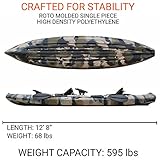 BKC TK181 Angler 12-Foot, 8 inch Tandem 2 or 3 Person Sit On Top Fishing Kayak w/Padded Seats and Paddles