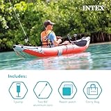 INTEX 68303EP Excursion Pro K1 Inflatable Kayak Set: Includes Deluxe 86in Kayak Paddles and High-Output Pump – SuperTough PVC – Adjustable Bucket Seat – 1-Person – 220lb Weight Capacity
