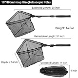PLUSINNO Fishing Net Fish Landing Net, Foldable Collapsible Telescopic Pole Handle, Durable Nylon Material Mesh, Safe Fish Catching or Releasing (16