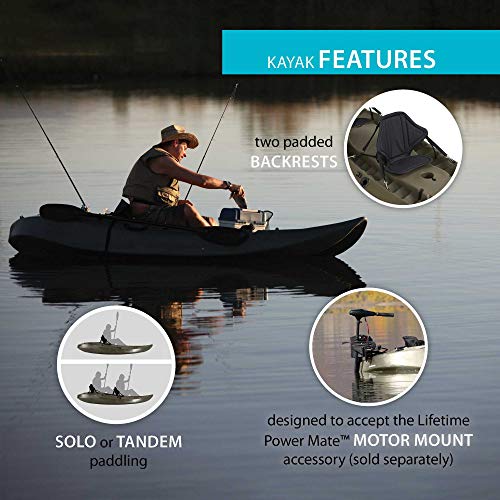 Lifetime Sport Fisher Single or Tandem Kayak, 10 Feet, Olive Green