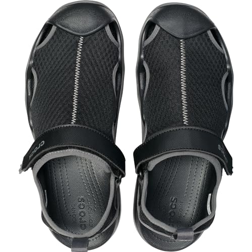 Crocs Men's Swiftwater Mesh Deck Sandals, Black, 7 Men