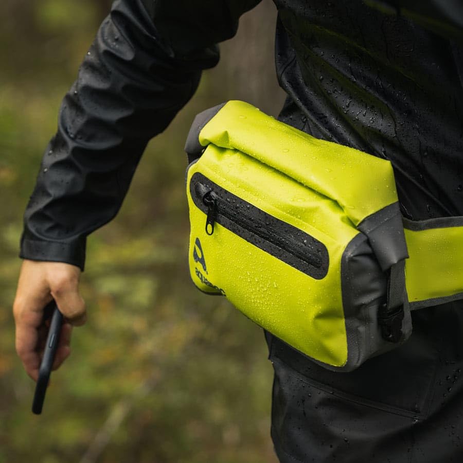 Aquapac Heavy Duty Waterproof Waist Pack Acid Green, Made in the UK, 3 Litre Capacity, Travel Essential, 5 Year Warranty, Hiking, Mountain Biking, Running Accessory
