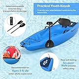 Goplus 6FT Youth Kayak, Kids Recreational Rowing Fishing Boat w/Paddle, Folding Backrest, Storage Hatch, 4-Level Footrest, Sit-On-Top Kayak Canoe for Children Over 5 (Blue)