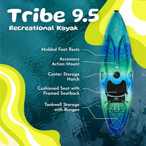 Perception Tribe 9.5 | Sit on Top Kayak | Recreational Kayak | 9' 5