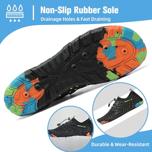 Mishansha Mens Womens Water Shoes Quick Dry Barefoot for Swim Diving Surf Aqua Sports Pool Beach Walking Yoga Black 9.5