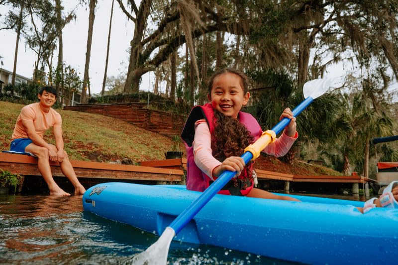 Pelican Solo 6 Feet Sit-on-top Youth Kayak Kids Kayak|Perfect for Kids Comes with Kayak Accessories, Paddle and Safety Flag and Backrest, Cyan Blue