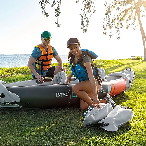 INTEX 2-Person Inflatable Kayak Set, Dakota K2 with 86in Oars and Pump