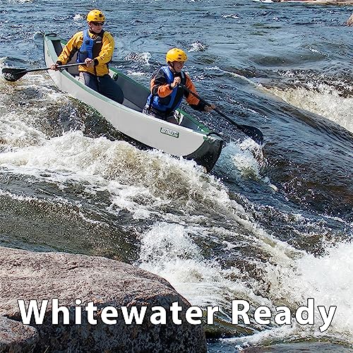 Sea Eagle TC16 Inflatable 16’ High Pressure Drop Stitch Travel Canoe-Wood Web Seats, Pump, Bag and Optional Paddles for Lakes, Rivers & Bays-Easy to Transport, Pack & Stow (TC16 Startup Package)